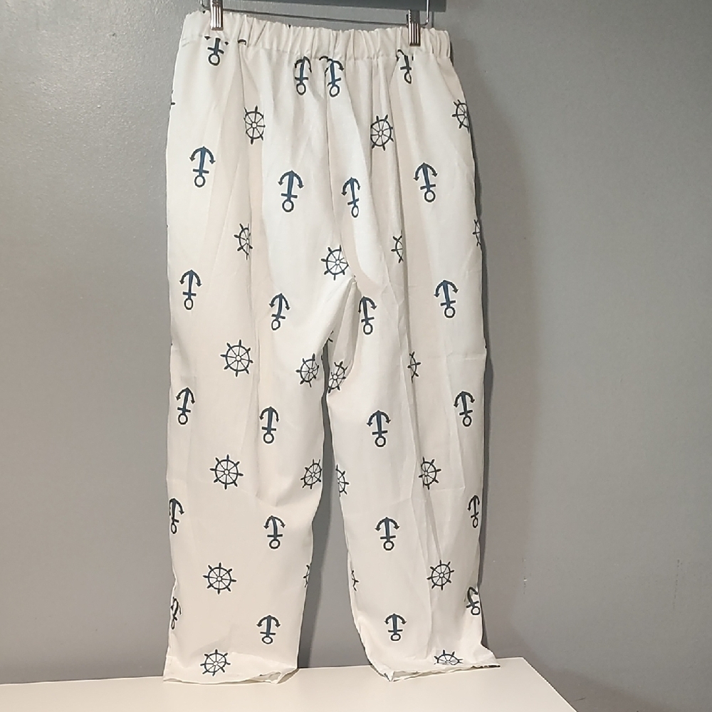 Nautical Print Women's White Sailor Pants - Picture 12 of 17